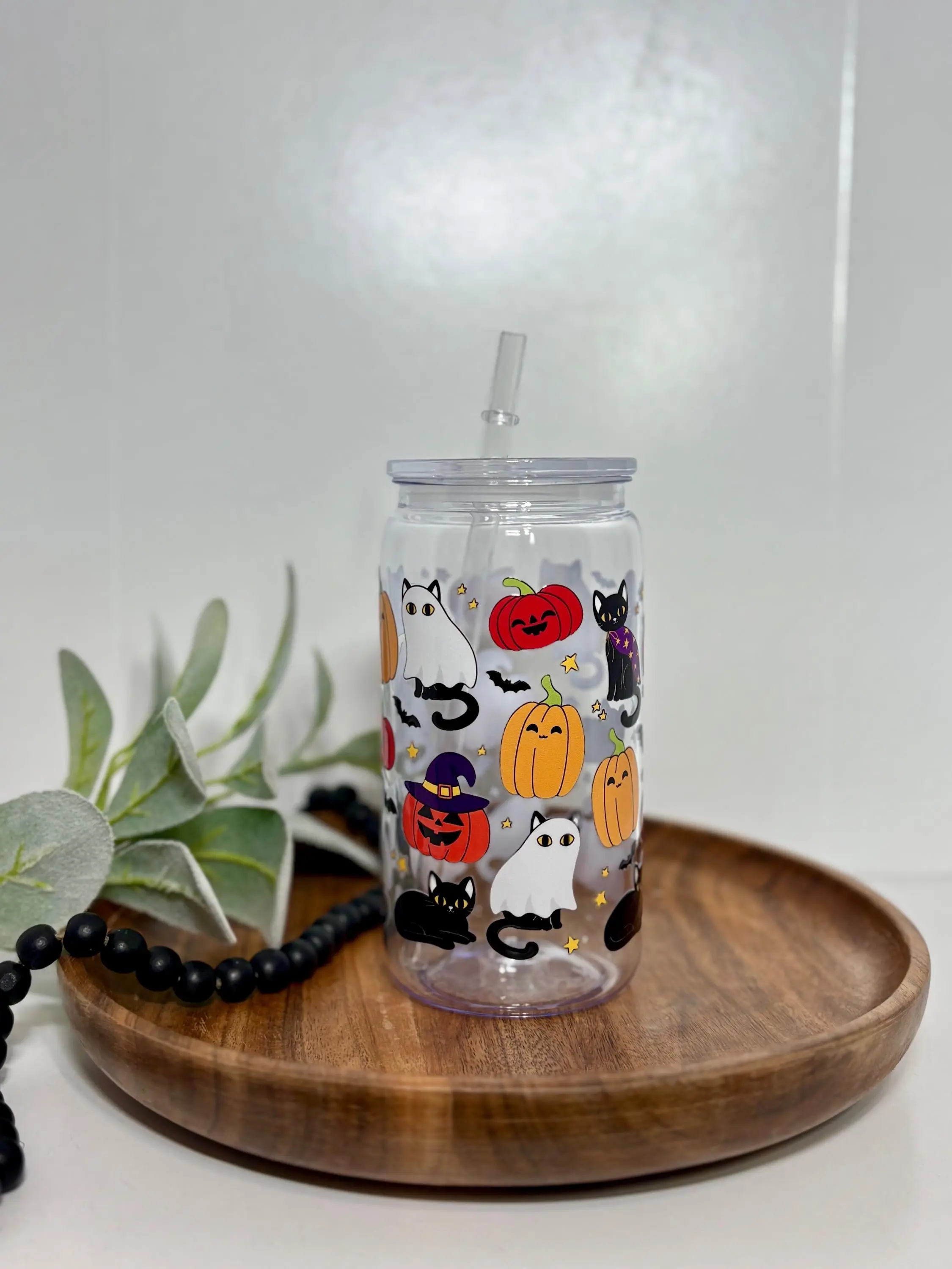 Spooky Cats Halloween Plastic Libbey Can Cup