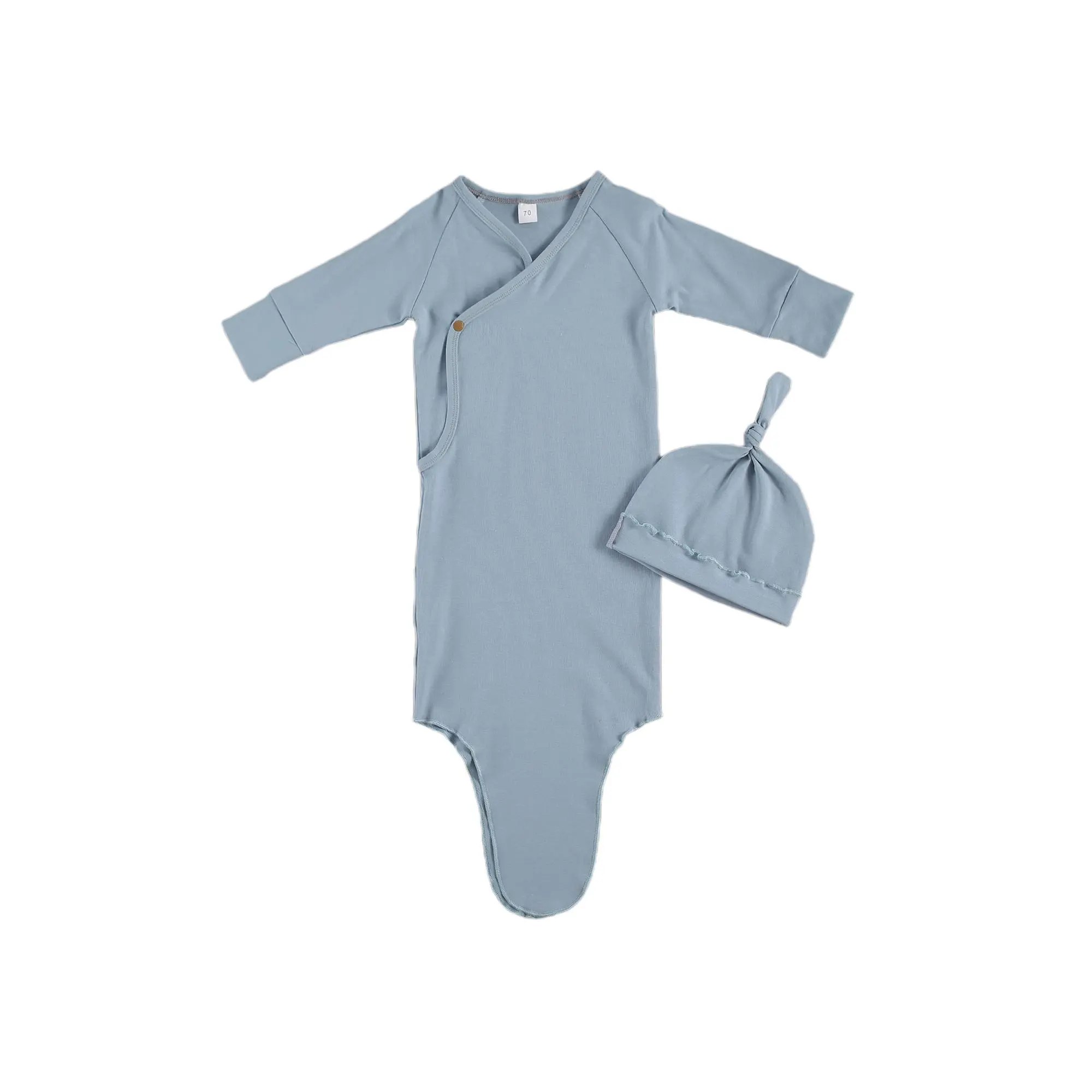 Newborn Baby Nightgown Coming Home Outfits Long Sleeve Sleeping Bags Pajama Set Swaddle Blanket Sleepwear with Hat