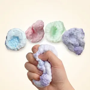 Crunchy Bead Squishy Stress Ball, Ice Skin Glitter Dumpling Fidget Toy, Sensory Stress Relief Desk Toy for Adults, Kids, Gifts