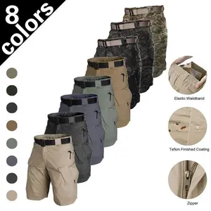 8-color Men's Water Resistant Tactical Shorts, Elastic Waist Multi-Pocket Cargo Shorts for Hiking, Fishing & Daily Wear