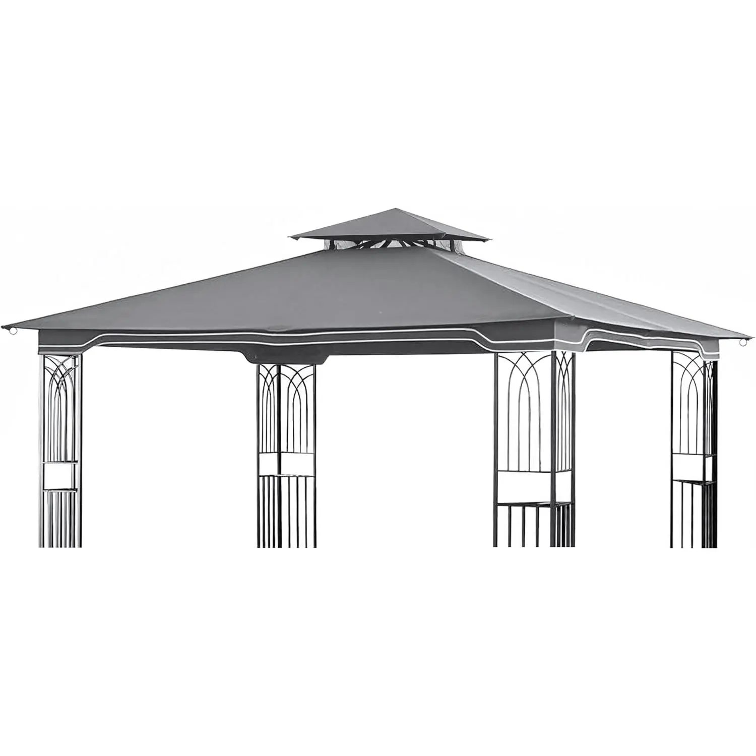 Upgraded Polyester UV Prevention Easy-to-Install Replacement Gazebo Canopy for 10x12 Regency II Patio Gazebo (2016+ Models L-GZ798PST, A101004104, A101004105) - 20in. x 27in. Cut Out (Grey)