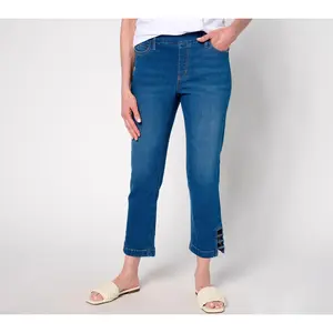 Denim & Co. Tall Indigo Classic Stretch Slim Straight Crop Jean