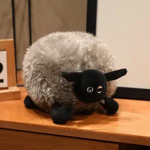 Black Face Sheep Stuffed Animal Plush, Soft Wool Sheep Plush Pillow, Cute Farm Animal Cuddle Toy, Fully Stuffed Fluffy Doll for Children and Adults, Relaxing Comfort Companion, Home Decor Accent, Holiday Gift for Any Occasion