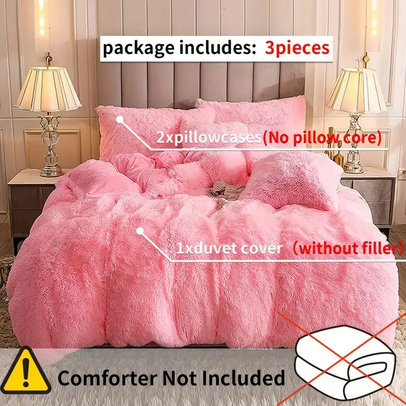 3-Piece Multicolor Plush Duvet Cover Set, Soft and Warm, Ideal for Bedrooms, Guest Rooms, and Dormitories.