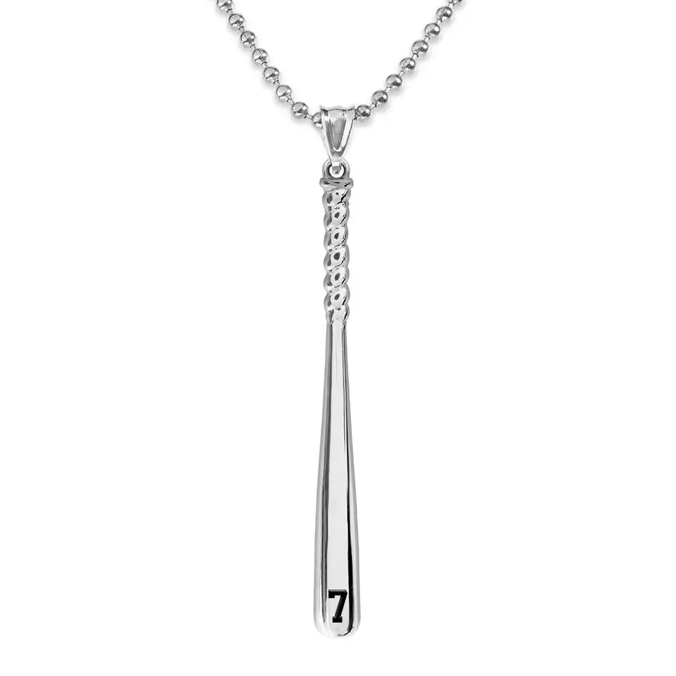 Everything Baseball Sports Jewelry Gift - Bat Shaped Pendant 20" Necklace with Custom Sports Number