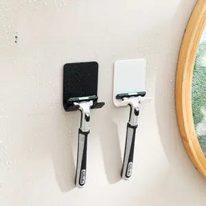 2pcs/3pcs/5pcs Wall-Mounted Shaving Razor Holder, Fashion Bathroom Storage Rack, Durable Plastic, Home Bath Organizer, Men's Gift, Bathroom Organizing Accessories, Bathroom Essentials Accessories