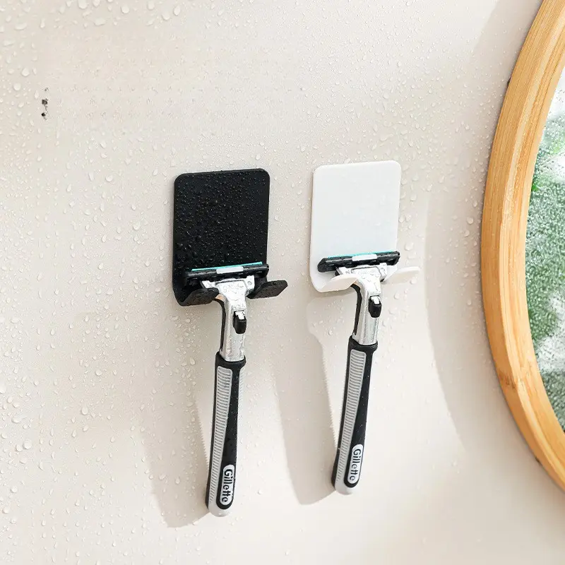 2pcs/3pcs/5pcs Wall-Mounted Shaving Razor Holder, Fashion Bathroom Storage Rack, Durable Plastic, Home Bath Organizer, Men's Gift, Bathroom Organizing Accessories, Bathroom Essentials Accessories, Bathroom Accessory, Bathroom Organizers