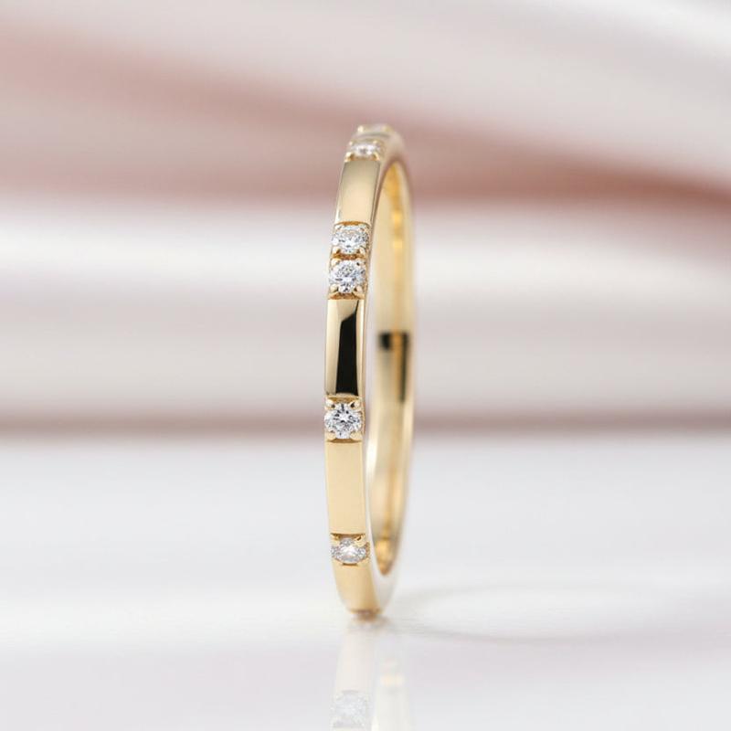 14k Yellow Diamond Option Stackable Wedding Band