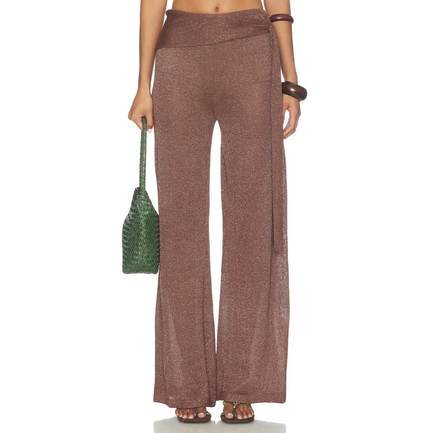 SNDYS Celine Shimmer Pant in Chocolate
