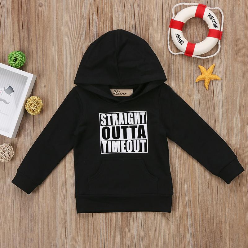 Canrulo Toddler Baby Boys Girls Hoodie Sweatshirt STRAIGHT OUTTA TIMEOUT Letter Pullover Long Sleeve Tee Fall Winter Clothes