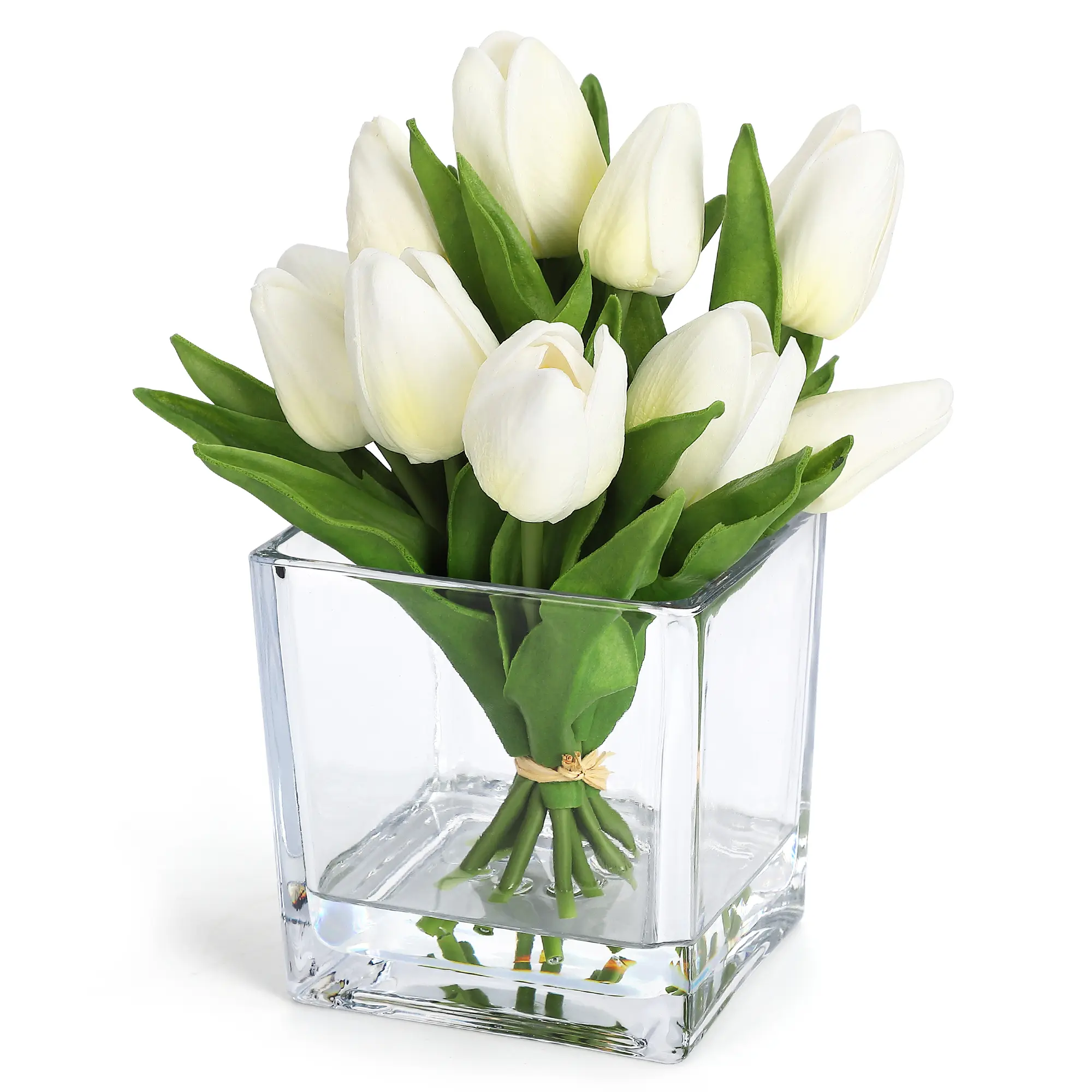 12 Pieces Real Touch Artificial Tulip Flowers, Lifelike Faux Silk Tulip Stems, Fake Floral Arrangement for Home Kitchen Wedding Table Centerpiece, Spring Mother's Day Easter Valentine's Day Decor