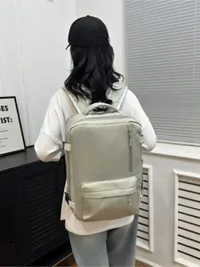 Water-Resistant, Non-Collapsible Cream-White Backpack Multi-Pocket Laptop Backpack with Organized Storage Adjustable Wide Shoulder Straps New Style Student Backpack for School, Commuting, and Travel Casual Lightweight Backpack