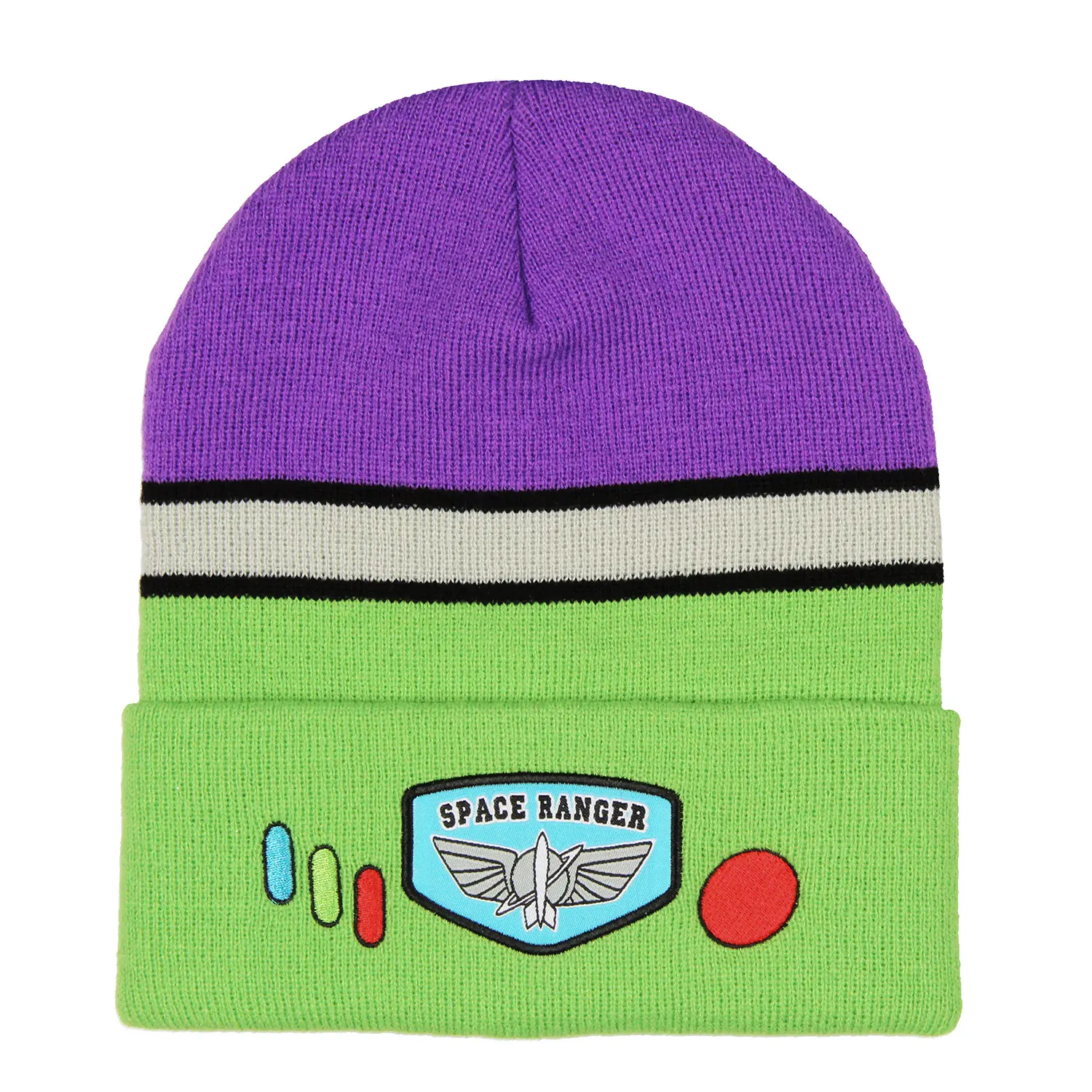 Disney Toy Story Space Ranger Buzz Lightyear Character Fun Fashion Knit Cuff Beanie Hat, 1 Size Fits All