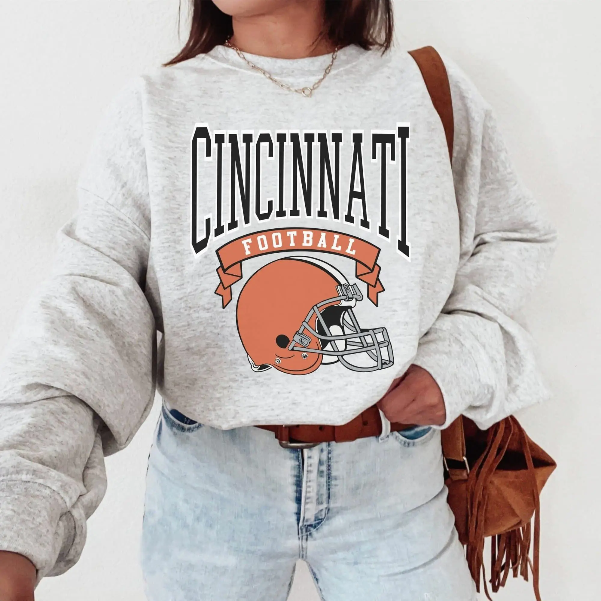 Cincinnati Football Crewneck, Vintage Sweatshirt, Game Day Pullover, 90s Style Football Unisex