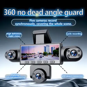 5 Channel Car Dash Cam 1080P Car DVR with 64GB Memory Card HD Screen Front Rear Left Right Cameras Night Vision 24 7 Parking Mode Car Video Surveillance Wide Angle Recording Loop Recording G Sensor Dashcam for Cars Trucks Ride Share Drivers Road Safety ti