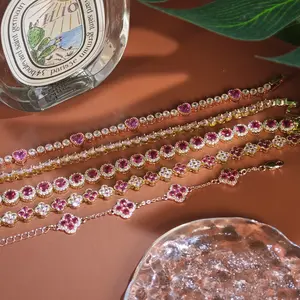 Loveden Pink Classic Tennis Bracelet For Women Daily  Party Trendy All-match & Exquisite Jewelry Accessories for Her Birthday Gift