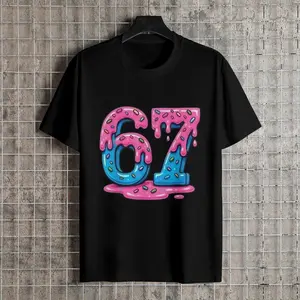 67 Dripping Candy Donut Sprinkles T-Shirt | Colorful Graffiti Style Graphic Tee | Sweet Aesthetic Casual Top Menswear Streetwear Crewneck Tropical Shortsleeve Grunge Album
