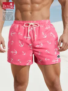 Men's Beach Shorts, Loose Fit Mesh Triangle Lining, Quick-Dry Swim Trunks, Casual Three-Quarter Length, Breathable and Comfortable, Swimming Shorts