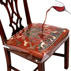 LAMINET New & Improved Deluxe Heavy-Duty Waterproof Spill Resistant Removable Crystal-Clear Plastic Adjustable Patented Chair Seat Protector - Fits Chair Seats Up to 21″ x 21″