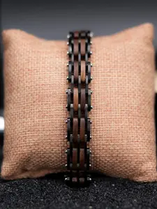 Men's Bracelet, Wood & Stainless Steel Combined Wooden Bangle Jewelry,Great Gift for Men