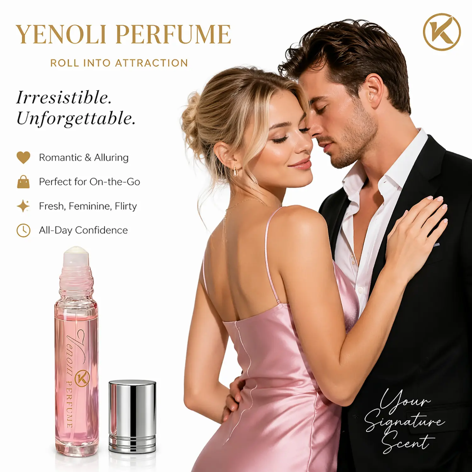 Women's Pheromone Roll-On - Floral Fruity Floral Perfumes, Enhances Attraction, 10ml/0.3fl.oz Travel-Size, Ideal for Anniversary & Christmas, Social Events Pheromones Perfume Women