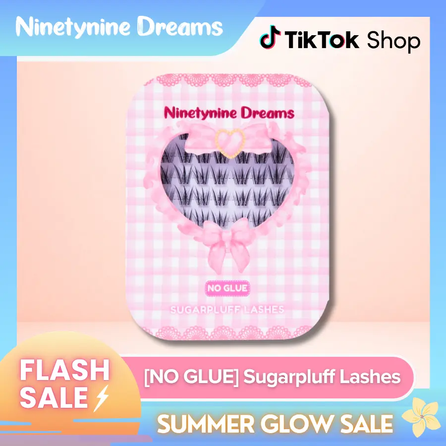 Ninetynine Dreams [NO GLUE] Sugarpluff Self-Adhesive Lashes | 9-13mm C Curl Press-On No Glue Required Lash Clusters - Fluffy Spiky Cat-Eye Anime Manhua Style Beginner-Friendly Reusable Lightweight Daily Eyelashes with Ultra-Thin Self-Stick Jelly Band