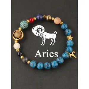 Zodiac Beaded Artificial Crystal Bracelet for Men & Women, Fashion Jewelry Gift Idea, Trendy Versatile Accessory, Perfect Birthday Present, Bracelet with charms