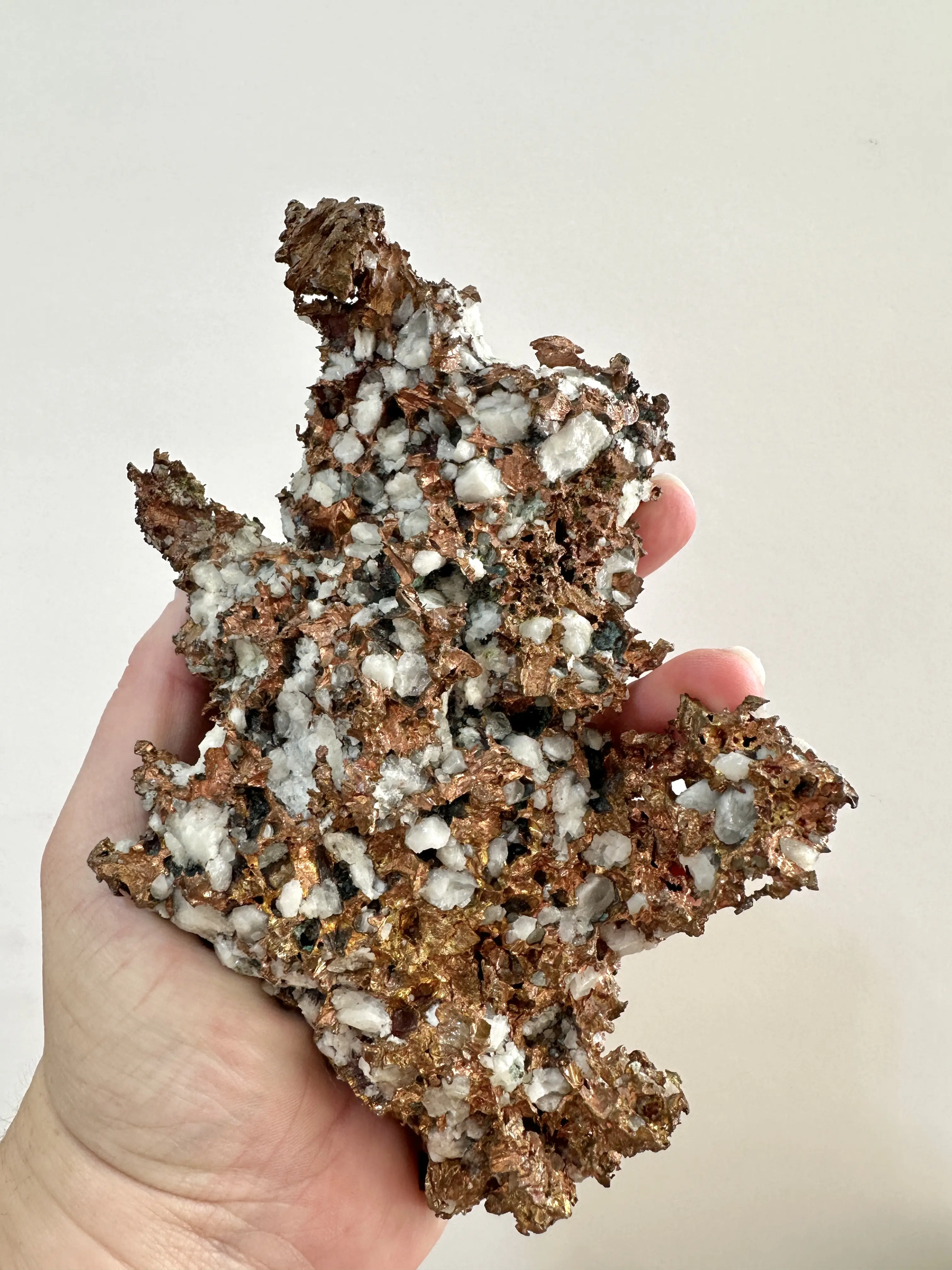 Raw Native Copper with Calcite from Keweenaw, Michigan