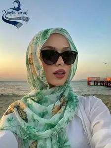 Women Floral Printed Jersey Hijab Scarf, Head Scarf, Soft Breathable Fabric, All-Season Casual Style, Elegant Ladies Accessory