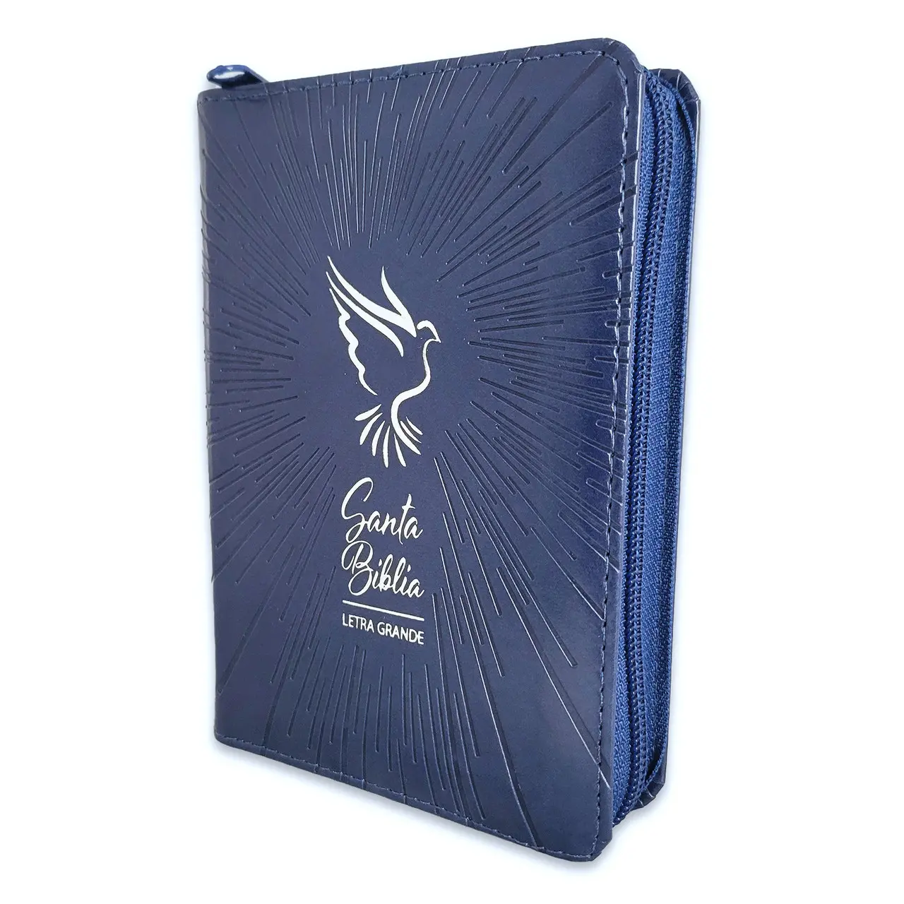 Biblia Tamaño Compacta  9 puntos Reina valera 1960 Piel Azul  Con Índice Y Cierre