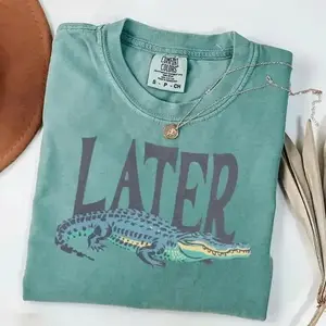 [Sale Up To 50%] Comfort Color Later Gator T-Shirt, Vintage 90s Style TShirt, Funny Graphic Alligator Tee, Gift For Him Or Her Classic Cotton