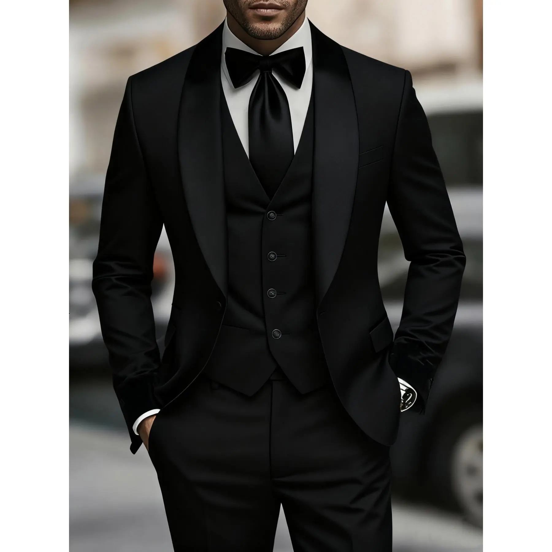 Men'S 3pcs Suit Set, Holiday Gift, Business, Halloween,  Large Suit, Formal Tie, Suit Pants, Wedding Dress, Vest, Work Uniform