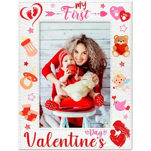 My First Valentine's Day Picture Frame 4x6 Cute Baby's 1st Valentine's Day Photo Frame First Valentines Day Newborn Frame Valentines Day Gifts for New Mom Baby Girls Baby Boys Nursery Decor