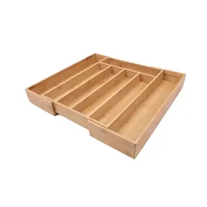 Natural Bamboo Expandable Silverware Organizer - 13.98 x 10.04-15.35 x 1.97 inches Drawer Kitchen