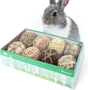 Niteangel Natural Chew Activity Toys Fun Safe Hay Grass Pet Balls for Chinchilla Guinea Pig Rats Rabbits Hamster Gerbil Degu Bunny and Other Small Animals