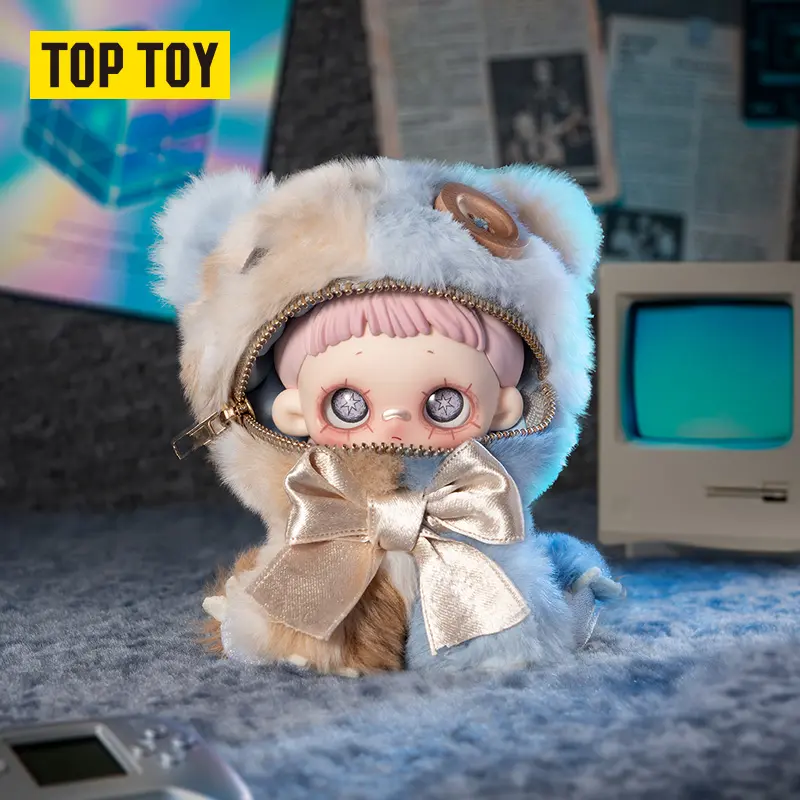 TOPTOY MayMei Greedy Bear Series Plush Doll Blind Box, Kawaii Vinyl Collectible Figure Toy Gift For Collectors, Zipper Patchwork Fuzzy Plush Doll tiktokshopbacktoschool