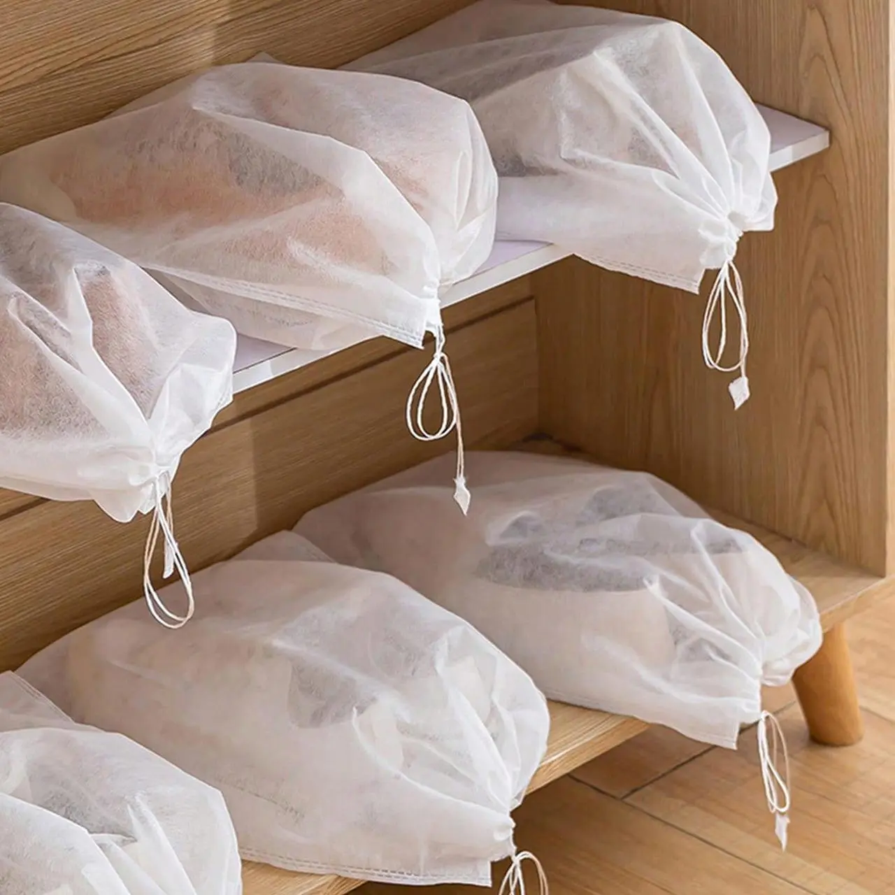 Portable Travel Shoe Storage Bag, 10pcs Dustproof Shoe Storage Bag with Drawstring, Shoe Organizer for Home & Travel, Versatile Travel Accessory, Portable Travel Accessories, Travel Essential, Travel Organization Pouch, Travel Necessities