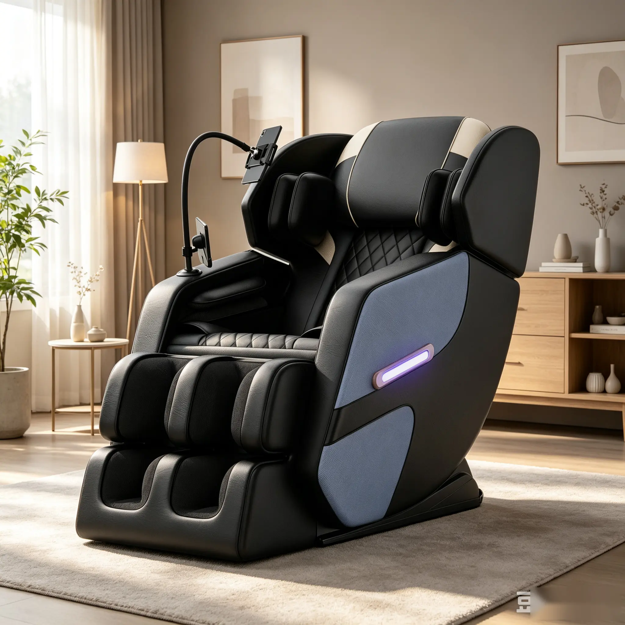 Modern PU Leather 0-Gravity Single Seat Massage Lounge Chair - Indoor Living Room Home Theater Furniture with Air Pressure Massage, Heat Therapy, Rollers, Bluetooth Audio, Adjustable Positions, Moving Wheels, Daily Gift