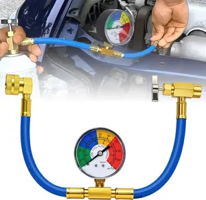 R134A Car AC Refrigerant Charge Hose Kit Recharge Hose with Gauge,A/C 1/2 Recharge Measuring Kit Can Tap Air Conditioning Pressure Gauge R134A by Ketofa
