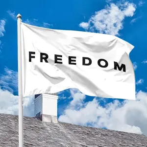 FREEDOM White DOUBLE SIDED Flag Indoor Outdoor Banner Yard Home Patriot Gift Idea Memorial Tribute Rally Decor