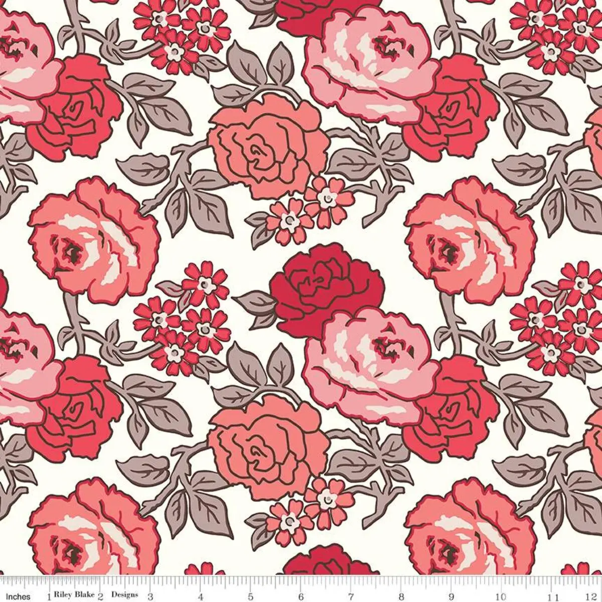 Fabric Riley Blake Red Roses Flea Market 108" Wide Back by the Quarter Yard WB10232-RED