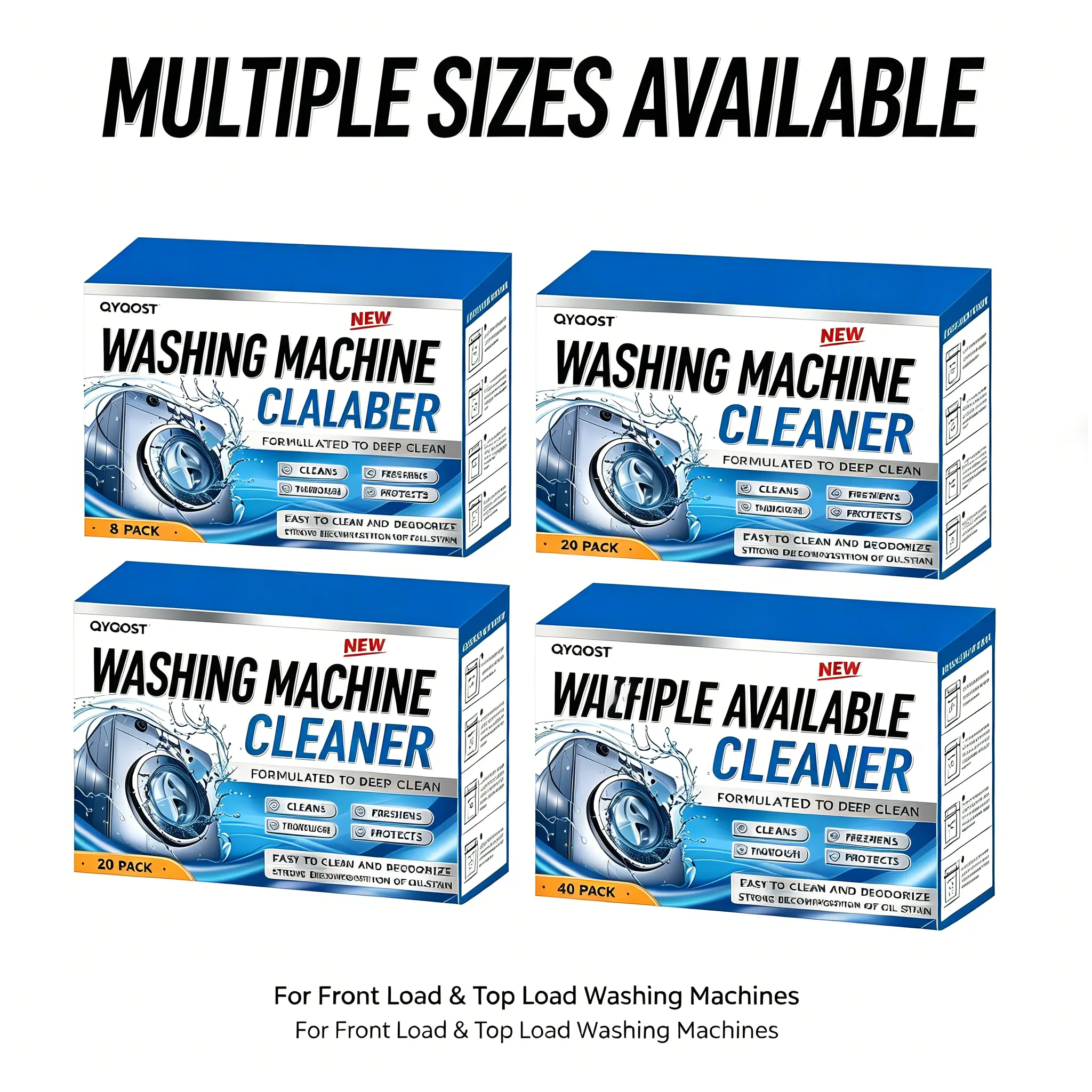 Washing Machine Cleaner Tablets, 8/20/24/40 Pack Deep Clean Washer Descaler, Multi-Purpose Deodorizer Tablets for Front Load & Top Load Washers, Removes Limescale, Grime & Odor