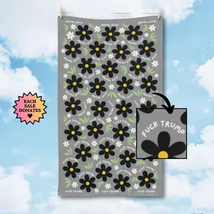 Subtle F*ck Trump Hand Towel, Funny Political Home Decor, Daisy Kitchen Towel, Daisies Home Accessory, Sarcastic Liberal Gag Gift, FDT Towel