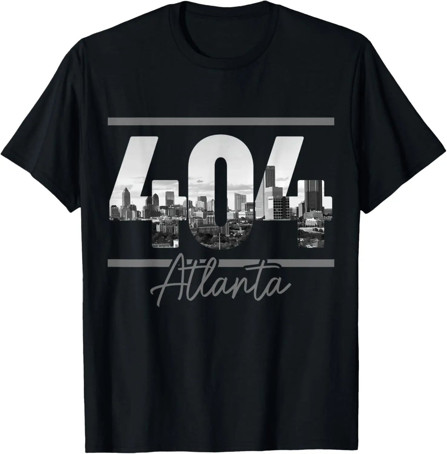 Women's 100% Cotton Short-Sleeve Round Neck Everyday Top - Distressed Atlanta 404 Area Code Skyline ATL Georgia Vintage T-Shirt