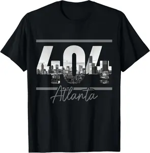 100%cotton Atlanta 404 Area Code Skyline ATL Georgia Vintage T-Shirt