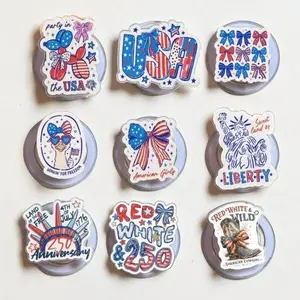 Patriotic USA Bow MagSafe Magnetic Phone Grip Set, Red White Blue 4th of July Pop Socket, American Girl Independence Day Gift