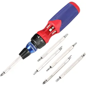 12-in-1 Ratcheting Multi-Bit Screwdriver Set, Quick-load Mechanism Screwdriver with Double End Bits in Handle