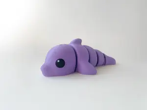 ZOU's Purple Dolphin Fidget Toy - Medium High-Quality 3D-Printed Articulated Buddy with Tiki-Taka Noise for Indoor and Outdoor Play & Stress Relief