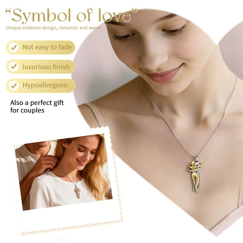 Couple Hug Necklace for Women – Romantic Christmas Gift from Boyfriend or Husband | Ready Gift Box & Love Note | Anniversary, Birthday Jewelry