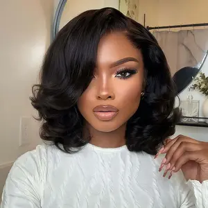 OQ HAIR Ginger Orange Color Layered Fluffy M Cap 9x6 Wear Go Glueless Bob Wig Pre Plucked Natural Hairline Short Wig